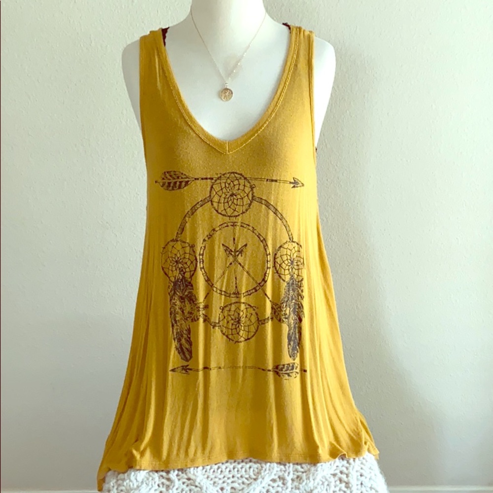 Boho Tunic Tank - Yellow/Gold